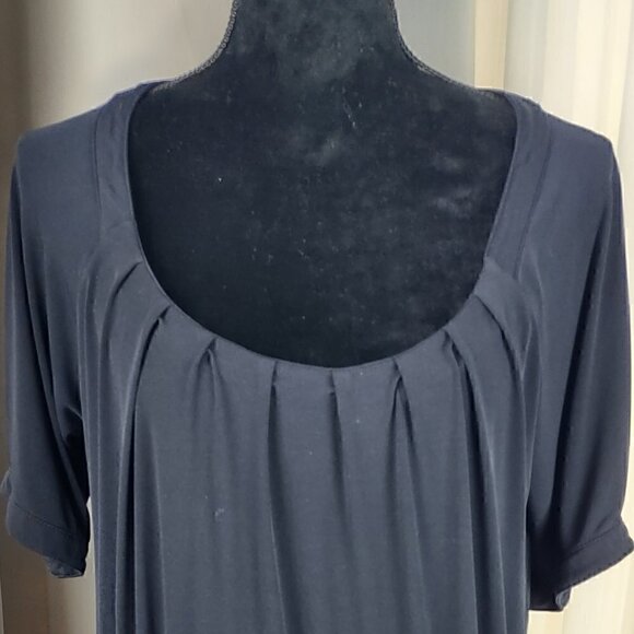 Loft Ann Taylor Navy Cowl Pleated Dress With Pockets Size Small - Picture 2 of 14